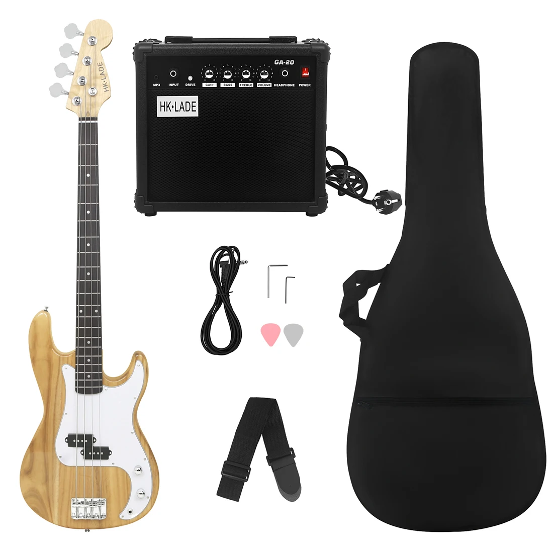 SLADE Nova Guitarra Baixo Elétrico 4 Cordas 20 Trastes Conjunto de Baixo Elétrico Rosewood Fingerboard Maple Neck Baixo Elétrico com Amplificador