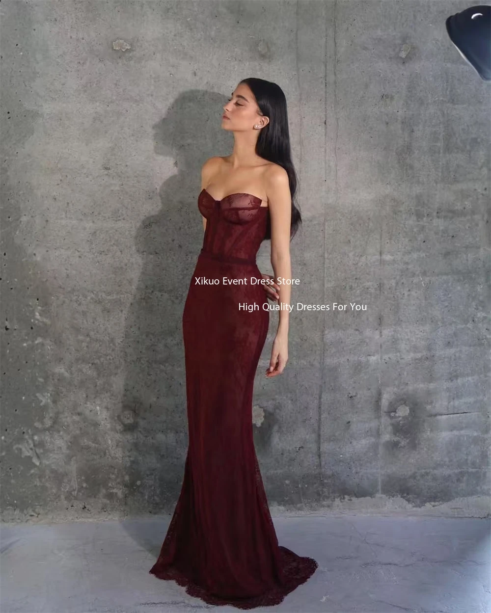Xikuo бордовое кружевное вечернее платье русалки Милая без рукавов Vestidos платья знаменитостей вечерние платья для женщин по индивидуальному заказу