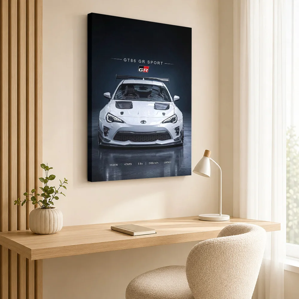 Sleek sport Sports GT86 GR white car Canvas Print Poster Personalized Retro Automotive Wall Paintings Decoration for Game Room