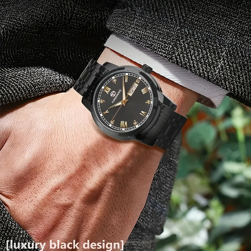 ساعة رجالية فاخرة، ساعة ميكانيكية أوتوماتيكية، نمط عمل، كاجوال عصرية للعمل، بسيطة وأنيقة، ساعة رائعة وسيم للرجال، عرض تقويم، حركة ميكانيكية، لف أوتوماتيكي، ساعة يد رجالية فاخرة أفضل هدية له #4