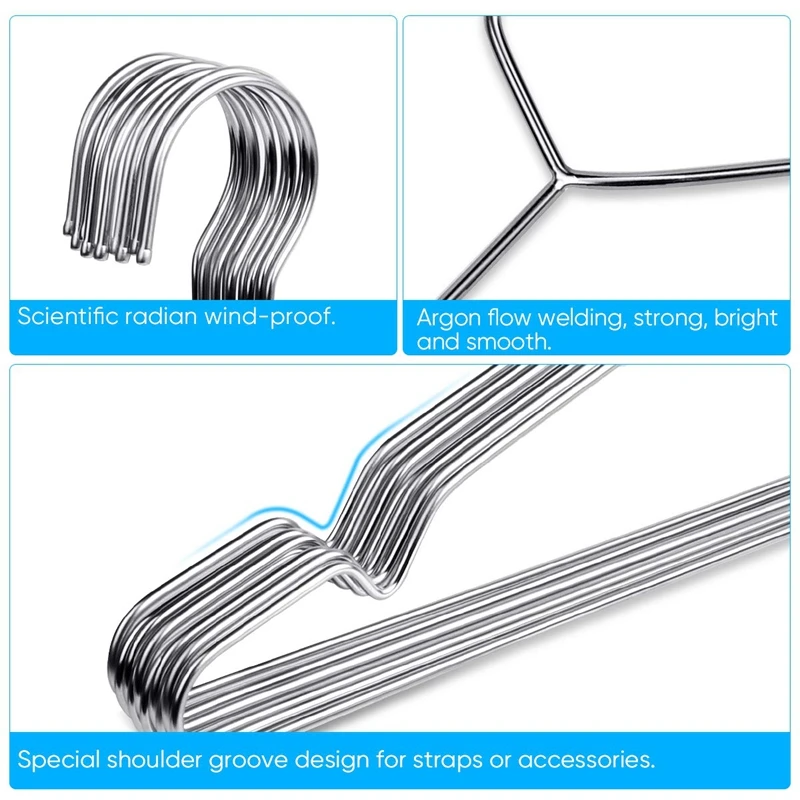 Wire Coat Hangers 30 Pack Strong Heavy Duty Stainless Steel Metal Ultra Thin Space Saving Clothes Hangers Durable Easy Install