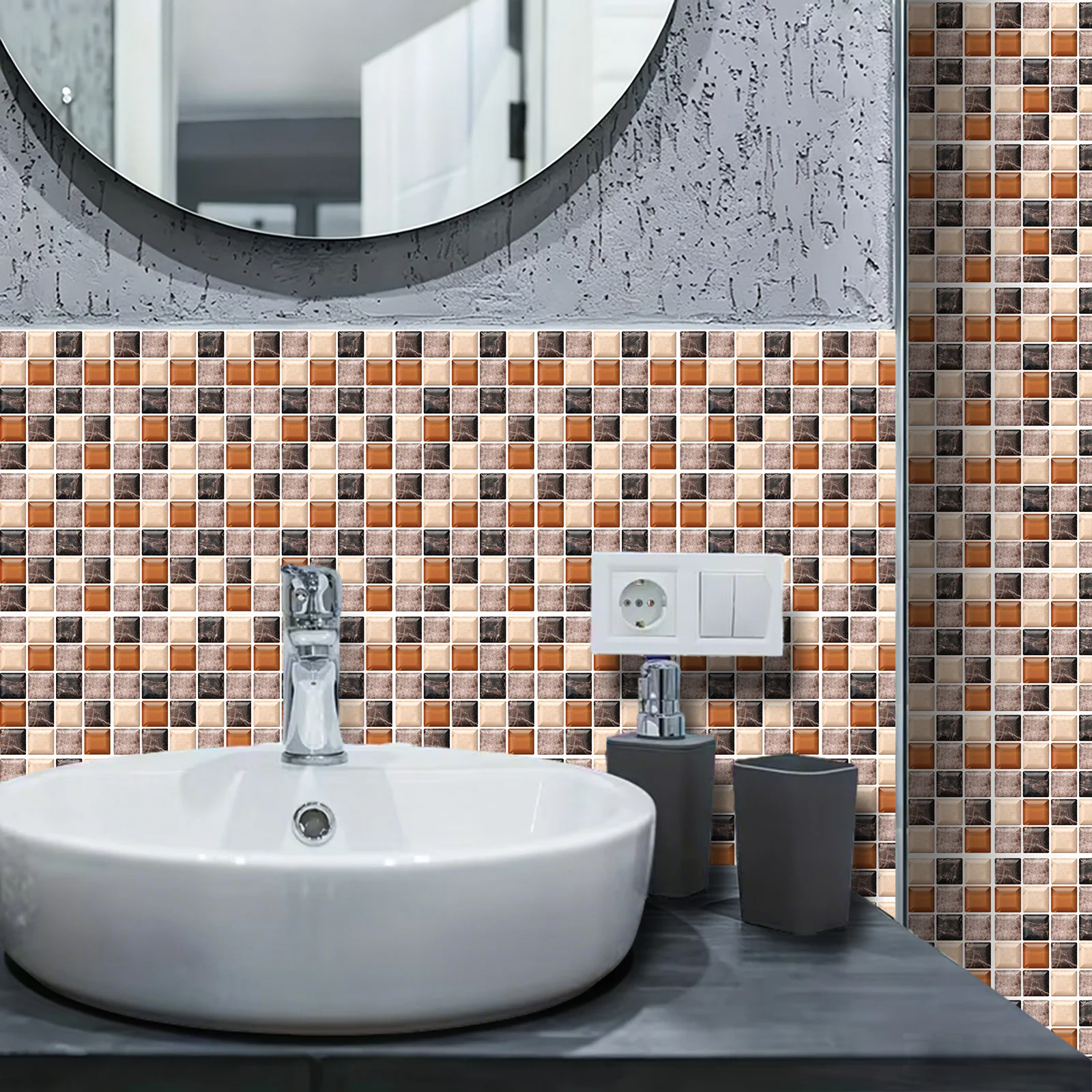 30piece set, 7.87x7.87 inch bathroom tiles, balcony tiles, kitchen tiles, PVC self-adhesive wall stickers, anti slip, moisture-proof, oil resistant stickers
