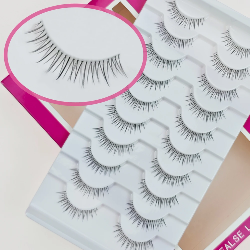 Xuanfeiwu ナチュラル ノーメイク ライトメイク ヌードメイク デイリー 透明ステムまつげ ワンピースストリップつけまつげ インフルエンサー仕事 メイクアップで使用可能 自己移植まつげ