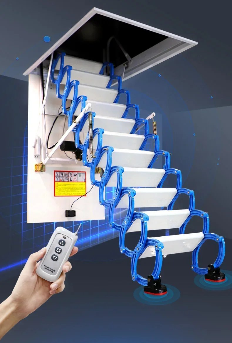 Full-automatic attic ladder retractable stairs attic  electric retractable ladder invisible elevator automatic folding