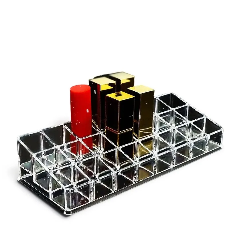 

24 Lattices Acrylic Lipstick Organizer Lip Gloss Container Plastic Nail Polish Storage Box Makeup Holder Cosmetics Display Rack