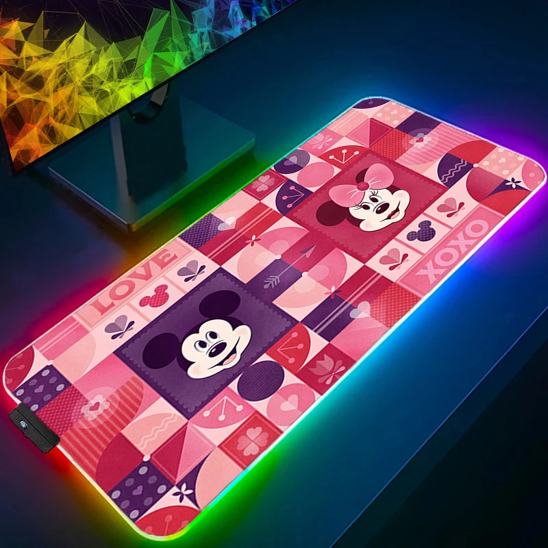 الخلفية XXL المطاط كبير PC ماوس الوسادة RGB ميكي وميني Kawaii ألعاب الألعاب ماوس منصات LED مكتب لوحة المفاتيح حصيرة الكمبيوتر حصيرة #5