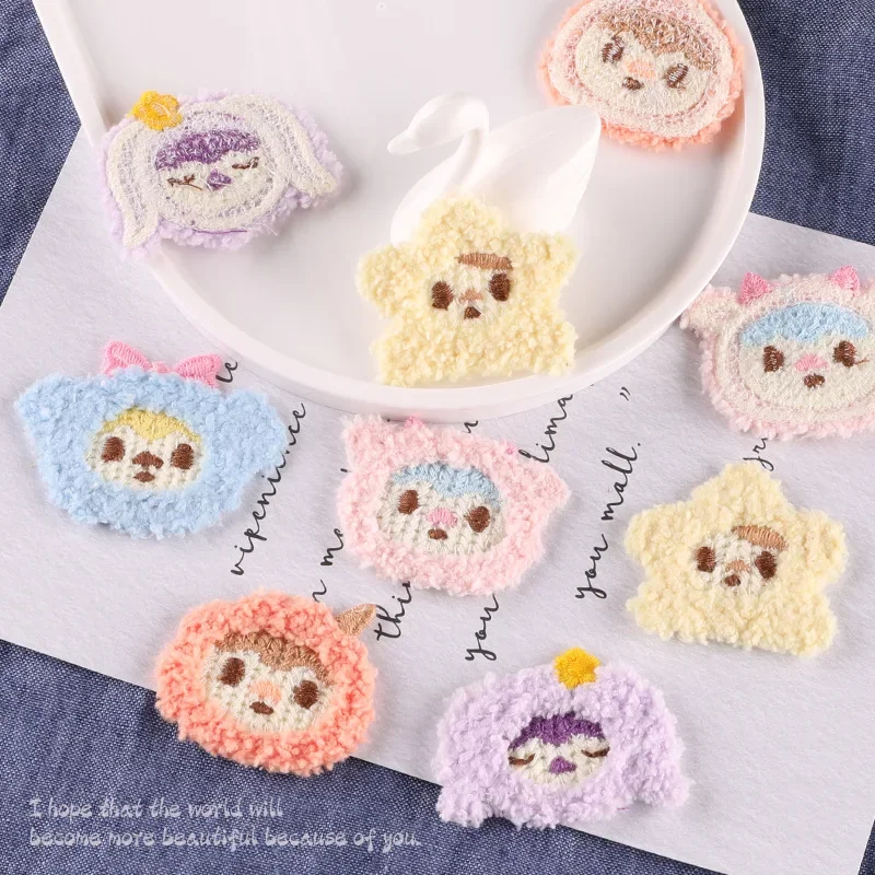 New Cute Plush Girl Head Embroidery Patch Clothing Hat Decoration Accessories Handmade DIY Cloth Stickers