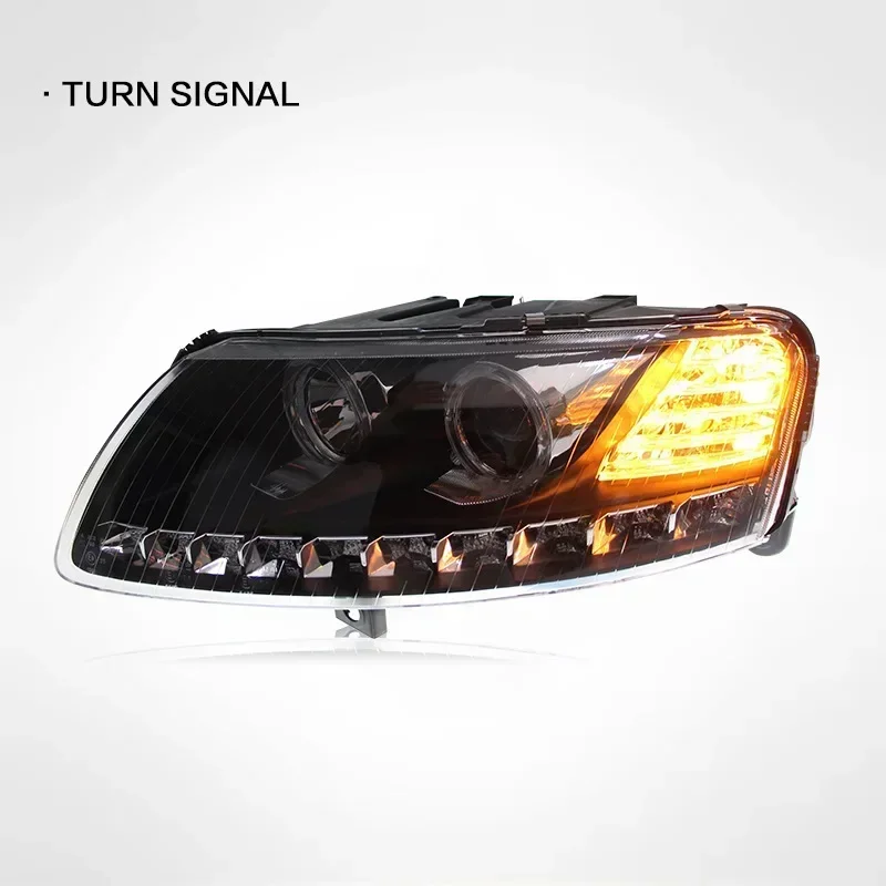 For Audi A6L Headlight Assembly 2005 -2011 LED Daytime Running Lights Dual Light Lens Full LED HeadlLamps Automobile Accessories