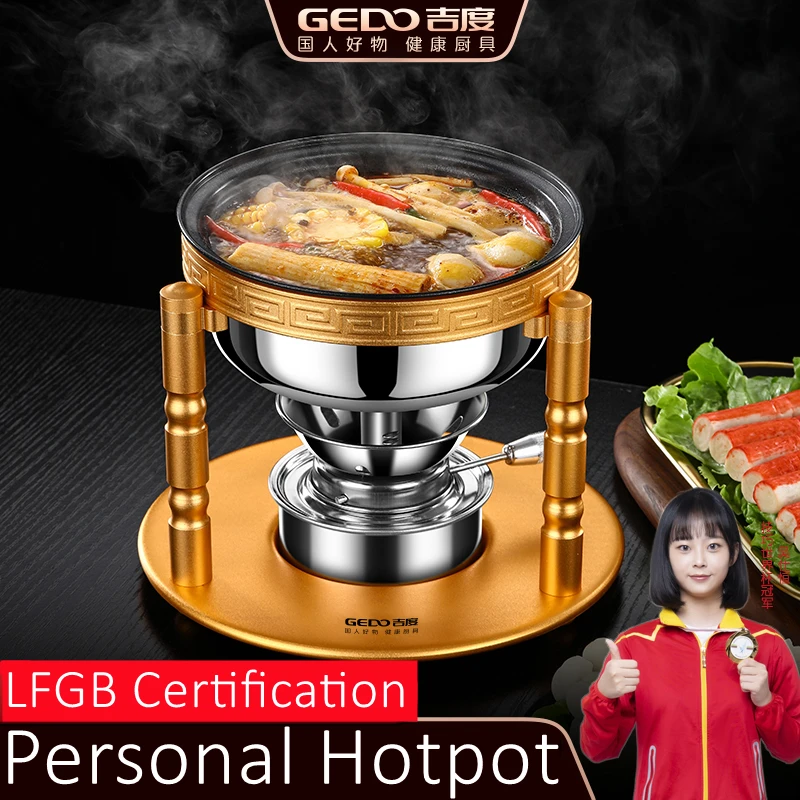 

LFGB Certification Personal Mini Hotpot with Alcohol Stove Individual Army Stew Cooker Shabu-Shabu for One Person Picnic Tool