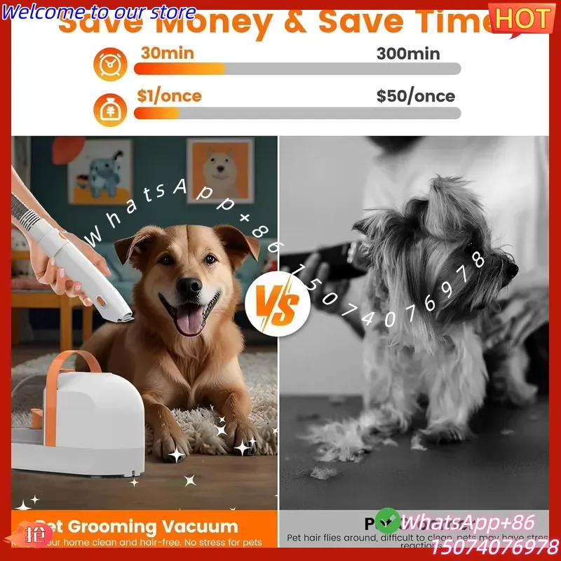 2026 All One Pet Rechargeable Self-Cleaning Vacuum Grooming Tool Kit 12,000Pa Suction Dog Hair Trimmer Deshedding Brush 1.4L