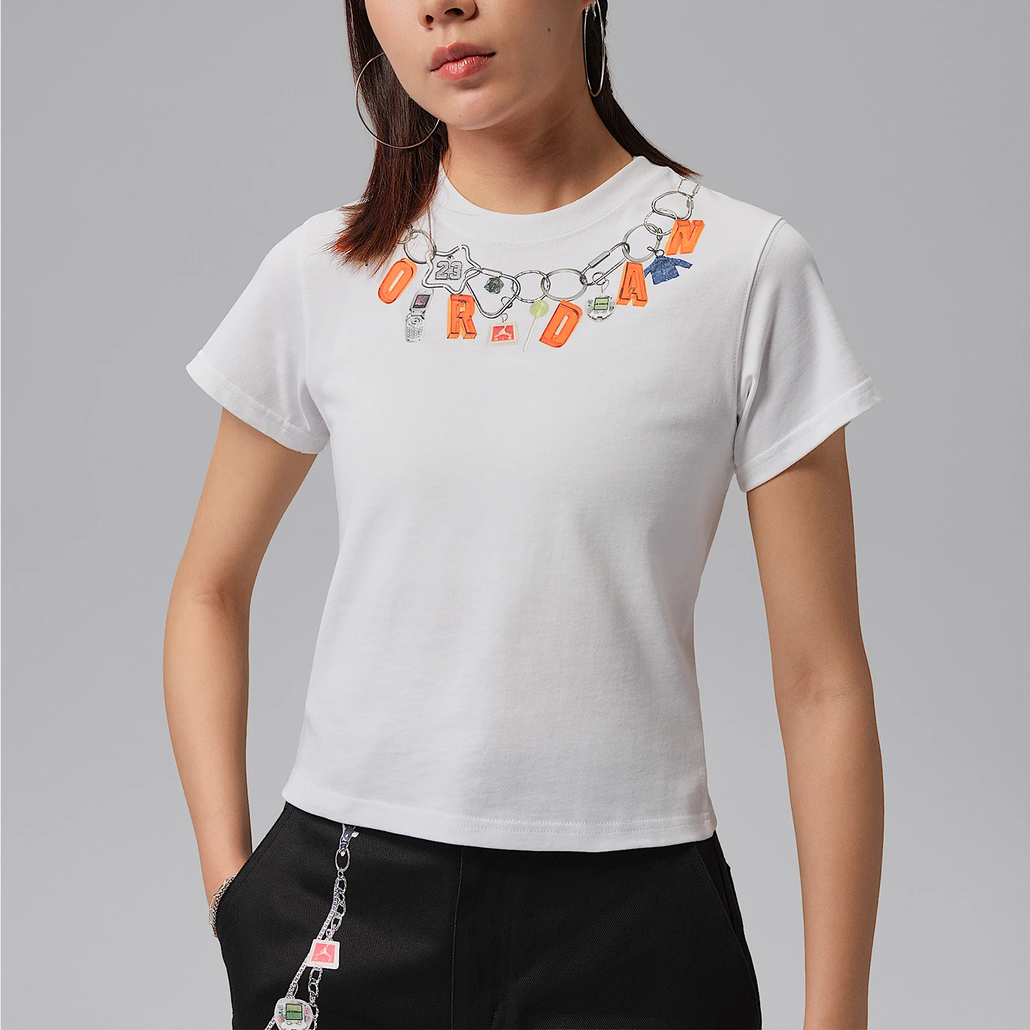 Nike genuine JORDAN women's printed comfortable and breathable daily casual T-shirt IR6308-100