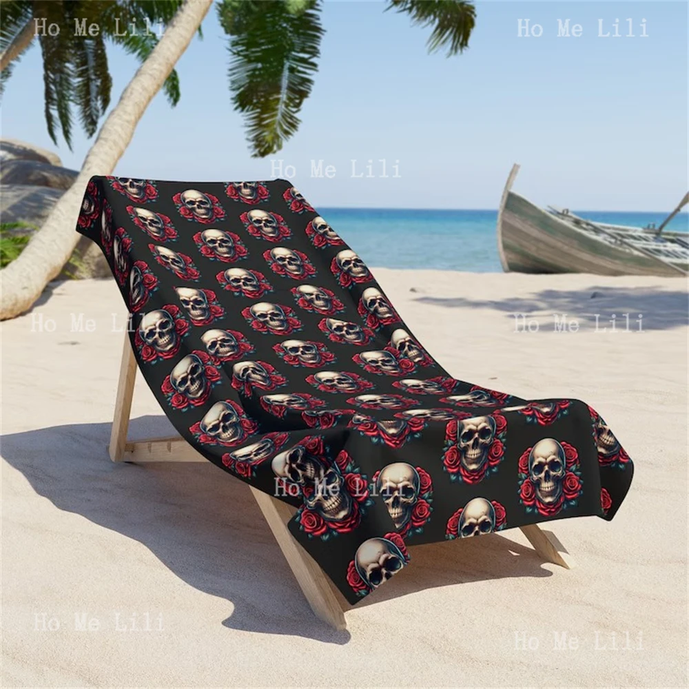 Skulls And Roses Goth Quick-Drying Towel Unique Gift For Him Or Her