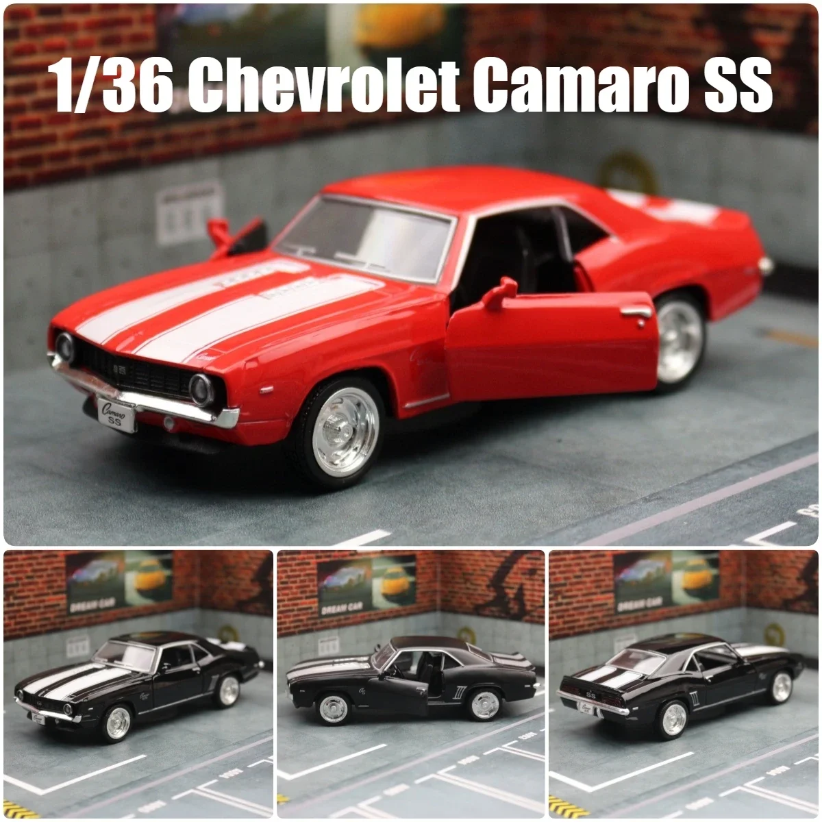 1:36 Chevrolet Camaro SS Vintage Toy Car Model For Children RMZ CiTY Diecast Vehicle Miniature Pull Back Collection Gift Kid Boy