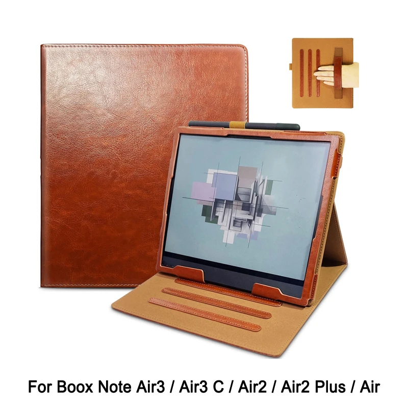 

High Quality PU Leather Case For 10.3" BOOX Note Air3 / Air 3 C 2023 / Air2 / Air 2 Plus Ink Tablet ePaper Cover with Hand Strap