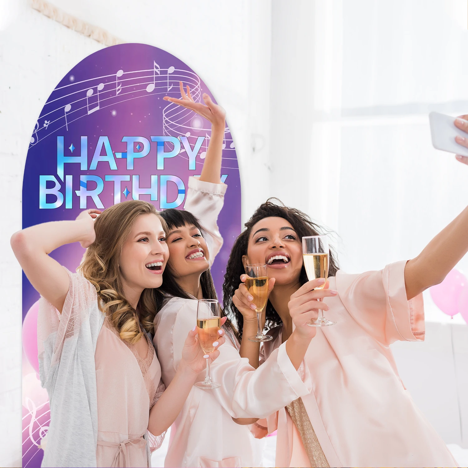 1 Stück K-Pop Geburtstags-Themen-Hintergrund-Bogen-Abdeckung, Happy Birthday Mädchen Geburtstagsparty-Hintergrund, Fotografie-Dekoration, Fotostudio – Detail 2