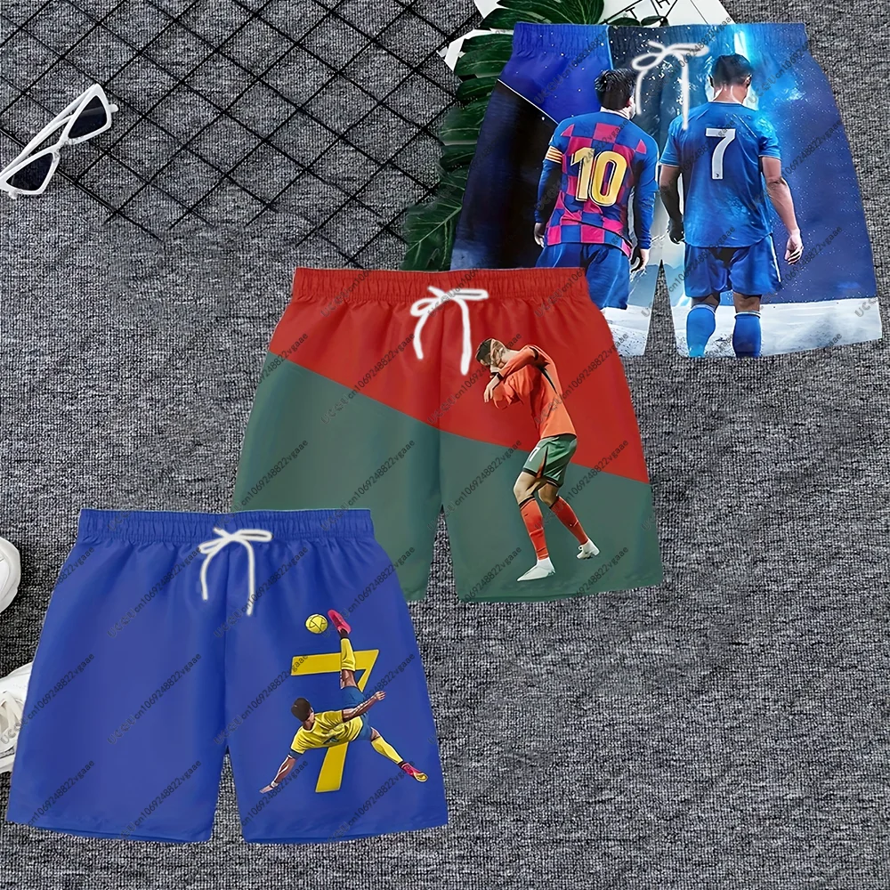 Camiseta de fútbol para hombre, regalo para ejercicio, deporte masculino, Top para niño, conjunto de 7 Ronaldo, pantalones cortos de playa informales de fútbol, bañadores de secado rápido de 3 uds.