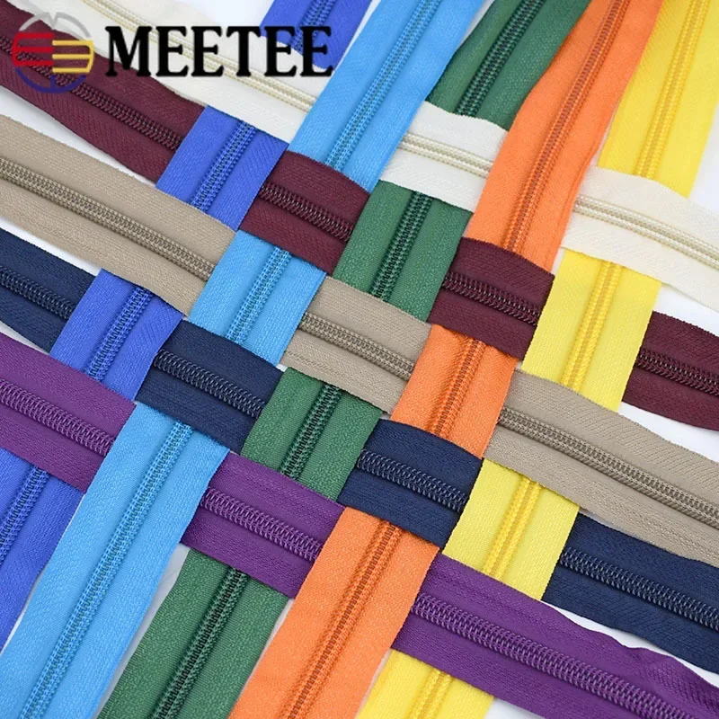 Meetee 5# 5/10Meters Nylon Zipper +Pull Sliders for Home Textile Clothing Luggage Bags Quilt Cover Zip Sewing Accessories AP672