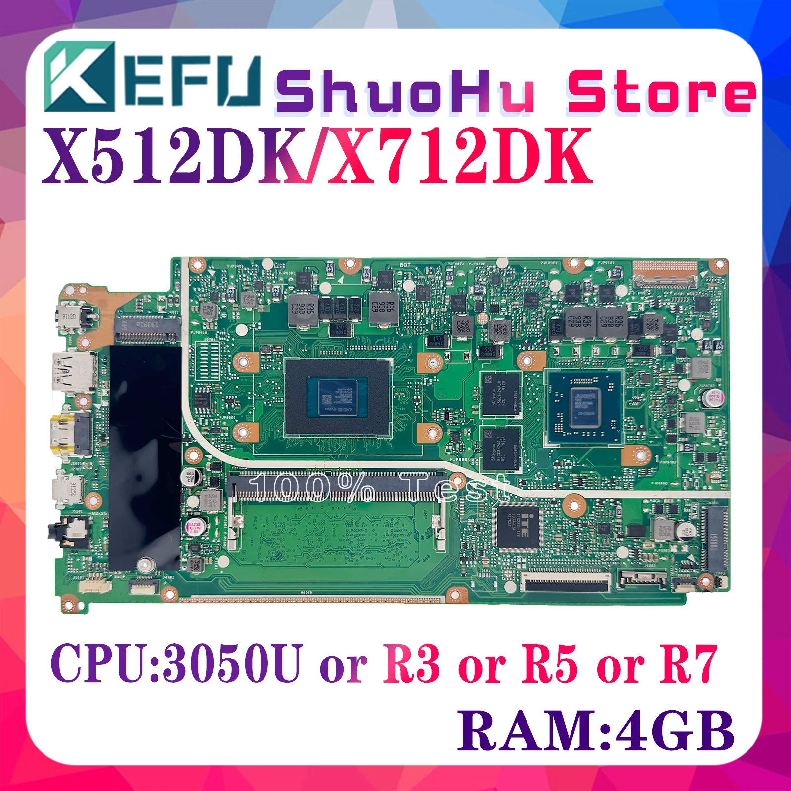 

X512DA Mainboard For ASUS X712DA X512DK X712DK X512D X712DAP F512D F512DA Laptop Motherboard R3-3200U R5-3500U R7-3700U 4G-RAM