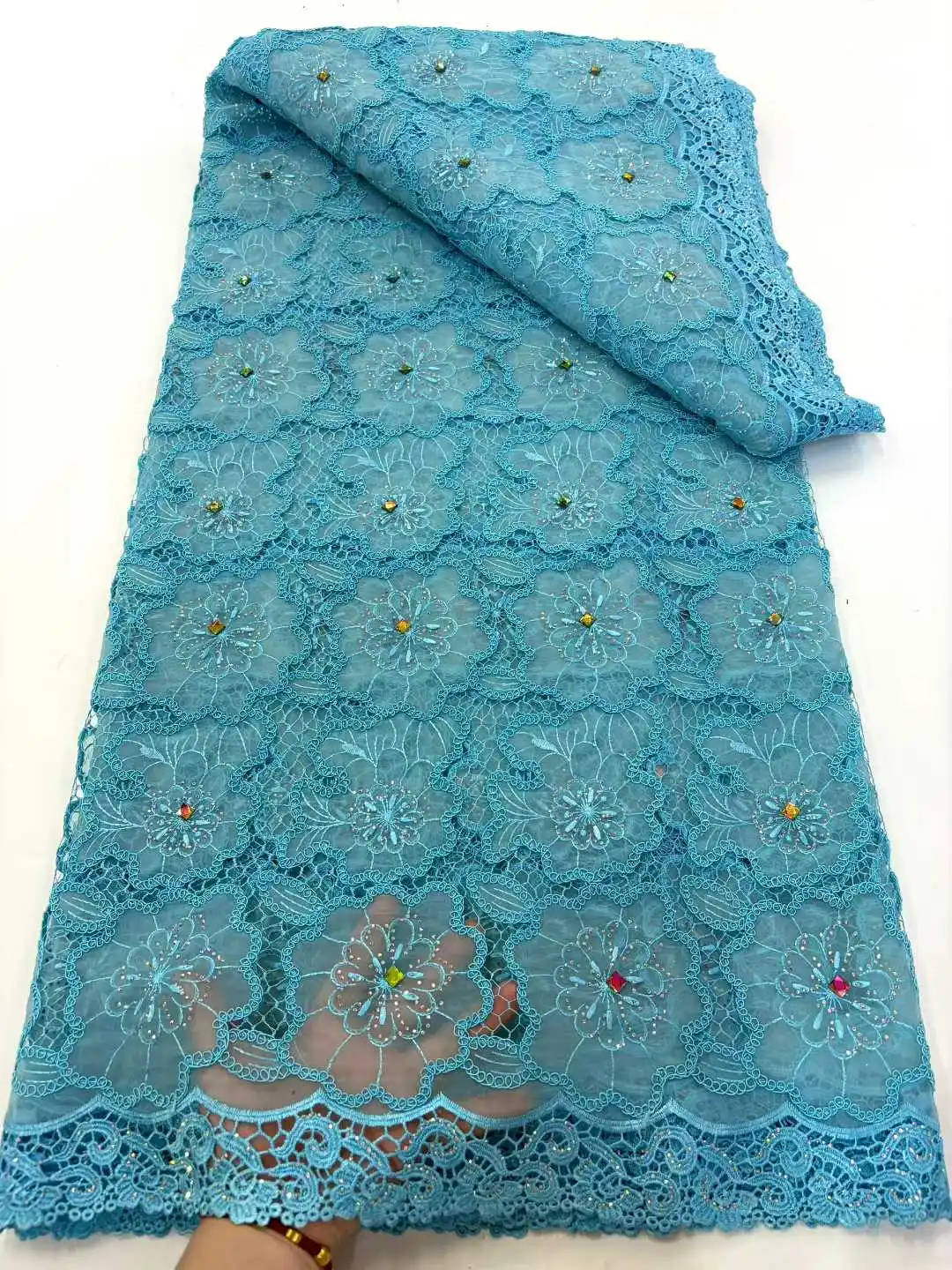 مطرز الأفريقي أقمشة الدانتيل جودة عالية 2025 النيجيري جبر الحبل الدانتيل التطريز صافي الدانتيل السويسري الفوال الدانتيل لفستان الزفاف #3