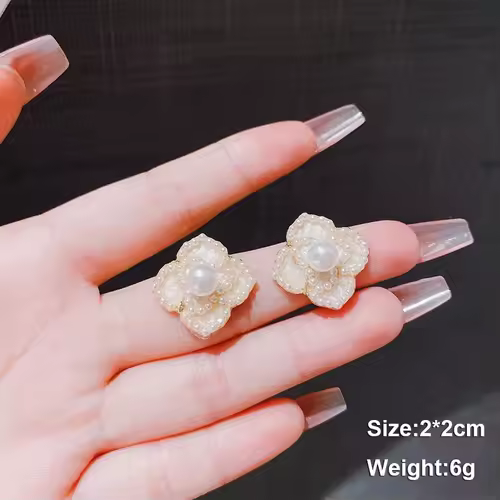 Pure White Women's Dangle Earrings Blooming Flower Acrylic Enamel Butterfly Imitation Pearl Heart Hanging Earrings Elegant brinc - Image 8