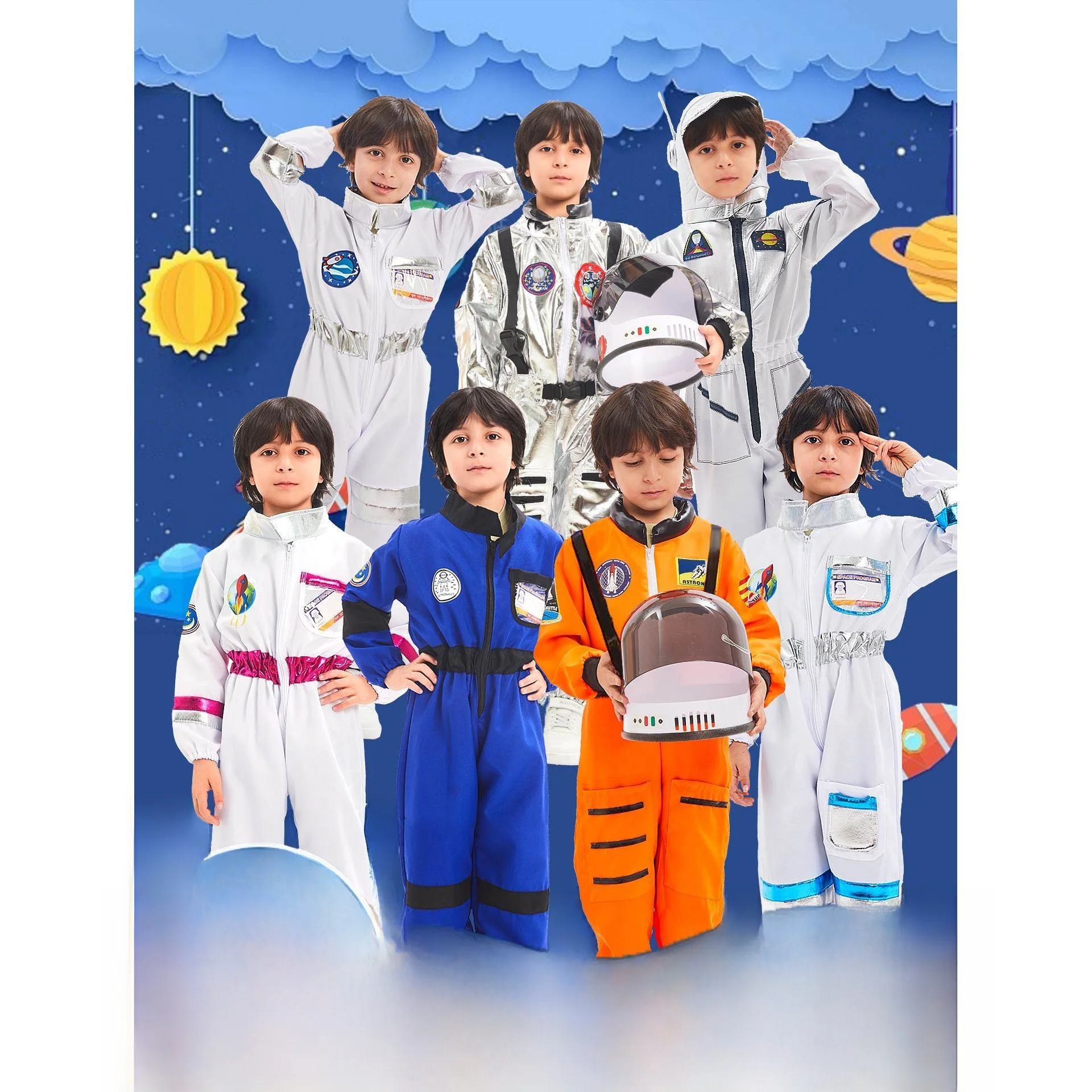 

Children's Astronaut Suit loween Cosplay Performance Costume Par Play Dr up Gloves Festival Event Performance