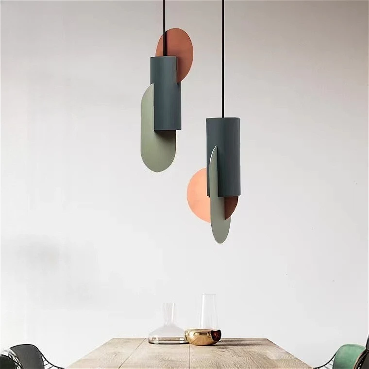 

Danish Nordic Pendant Lights Creative Splicing Iron Green Hanglamp for Dining Room Bedroom Home Decor Luminaire Suspension Lamp