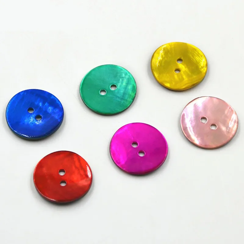 10pcs/lot Natural Shell Sewing Buttons Color Mother of Pearl Shell Round Buttons 2 Holes for Clothing DIY Garment Accessories