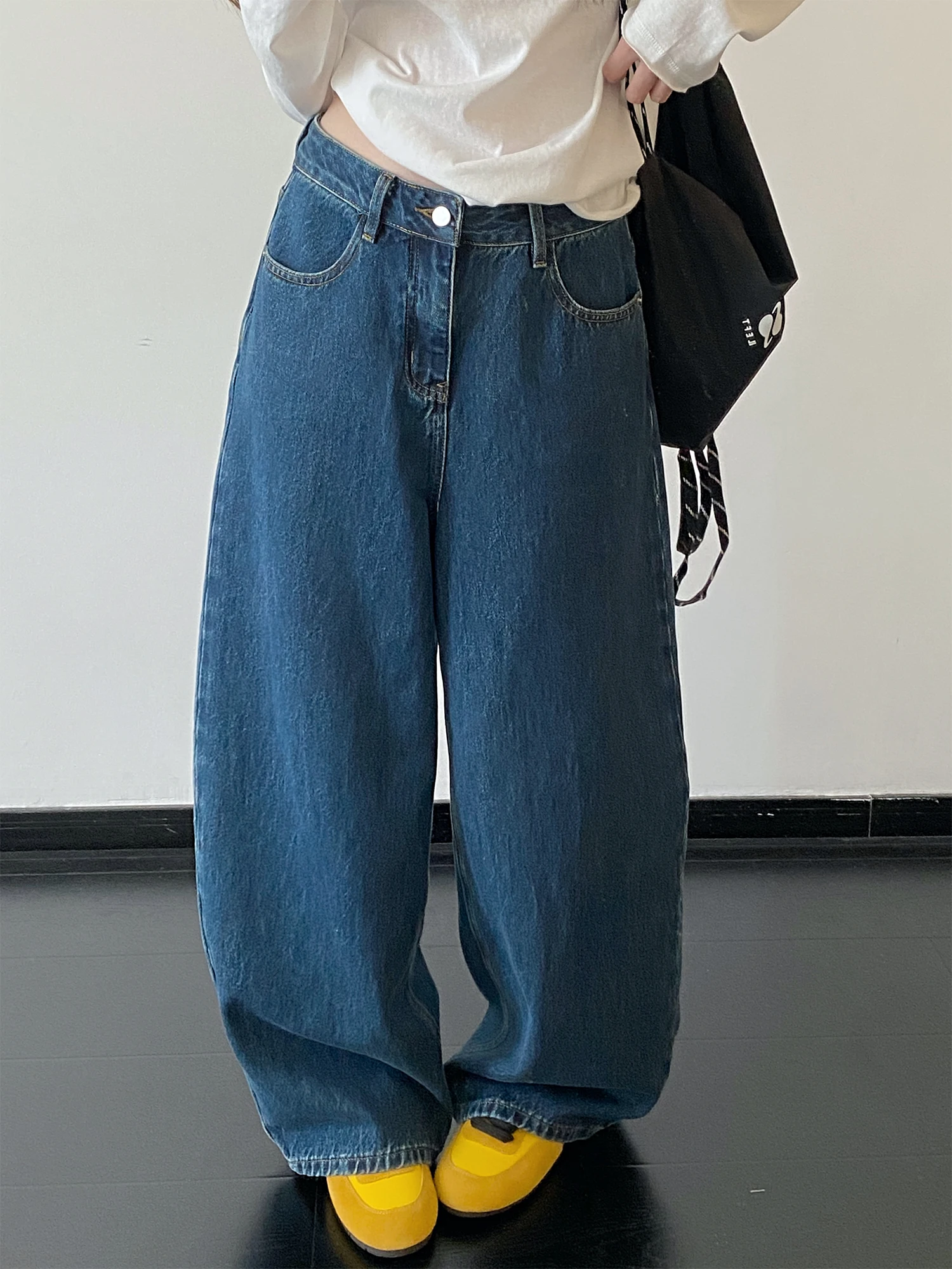 

SunYeo Vintage High Waist Straight Leg Jeans Women's Casual Pants Spring Summer Arc ape Versatile Loose Fit Zipper ket