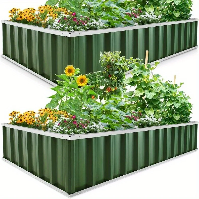 

2 Pack 68"x35.5"x12" Metal Planter Kit Box Elevated Raised Garden Bed