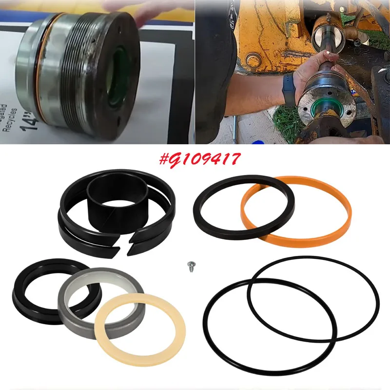 

G109417 Hydraulic Cylinder Seal Kit Fit for Rod: 1.75", Bore: 3.25". Fit for Case 35CWL 580D/E/G/SD/SE 650 850D 855D W30 (11PCS）