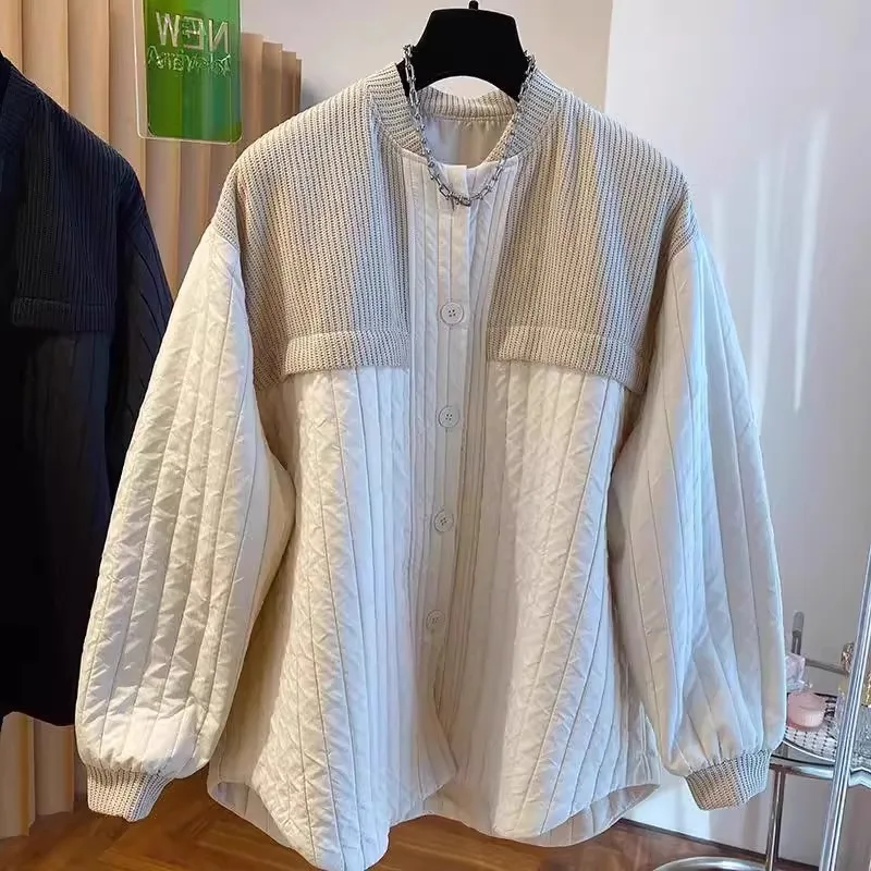 

Очень большой 300-мешок с воротником-стойкой, мужская зимняя свободная американская свободная блузка в стиле ретро, хлопковая кроватка с ромбовидным узором...