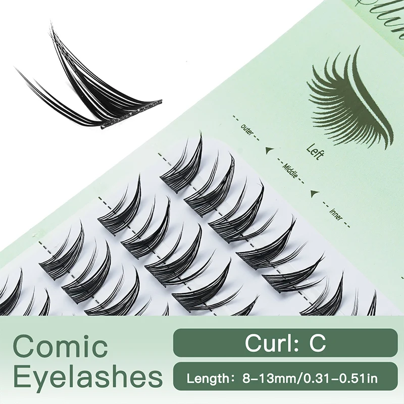 JIZI-LASH DIY pestañas postizas de girasol extensiones de pestañas naturales suaves con rizo en C maquillaje de pestañas individuales de Anime