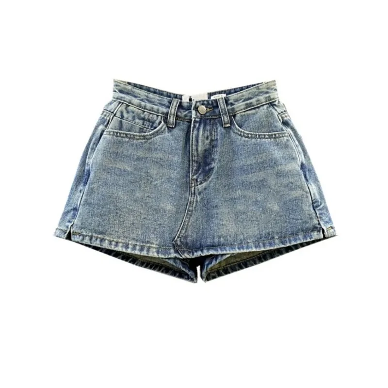 

Летняя джинсовая мини-юбка 2026 года с высокой талией, А-образный крой, дизайн в стиле шорт, защита от просвечивания, для модных девушек
