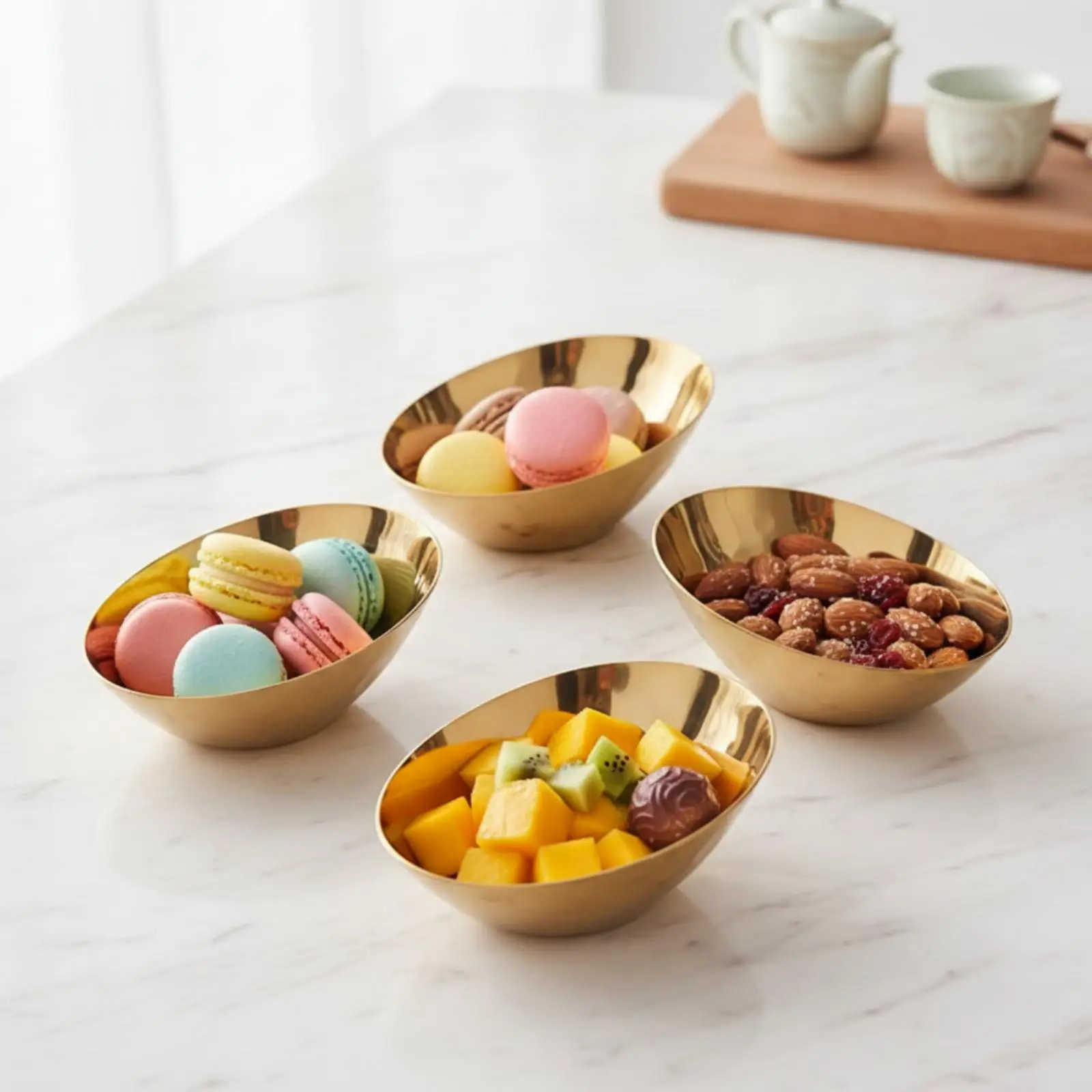 Flared Stainless Steel Snack Tray Mini Serving Bowl for Family Gathering Dinner Party