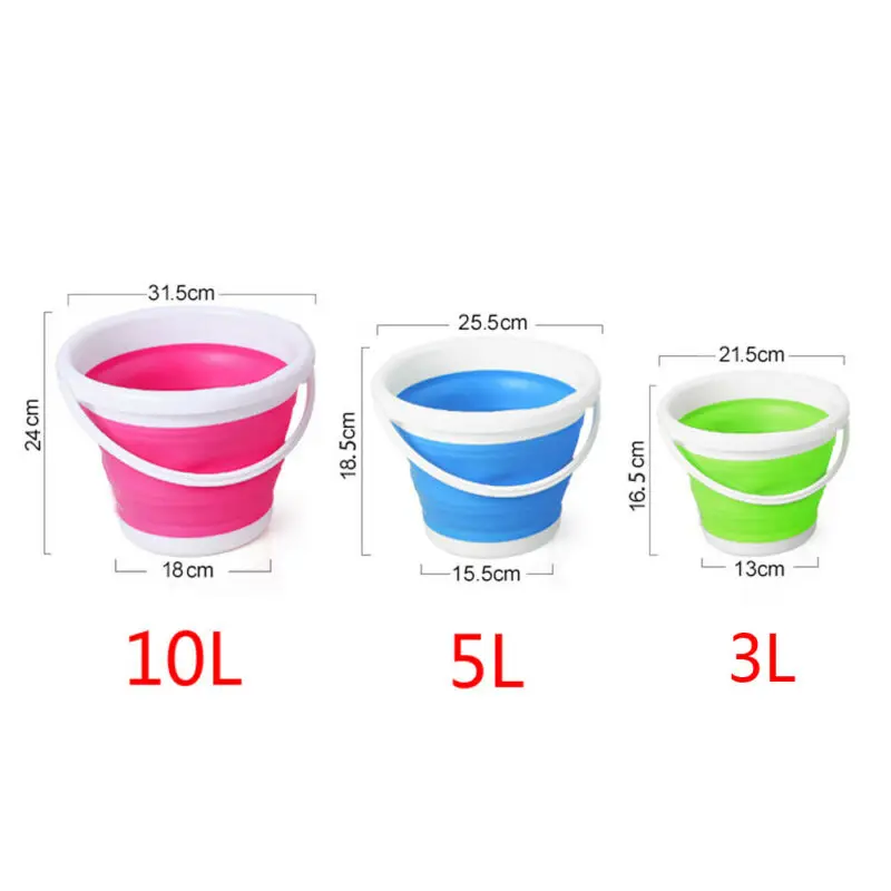 10L/5L/3 Collapsible Bucket Portable Folding Bucket Lid Silicone Car Washing Bucket Children Outdoor Fishing Travel Home Storage