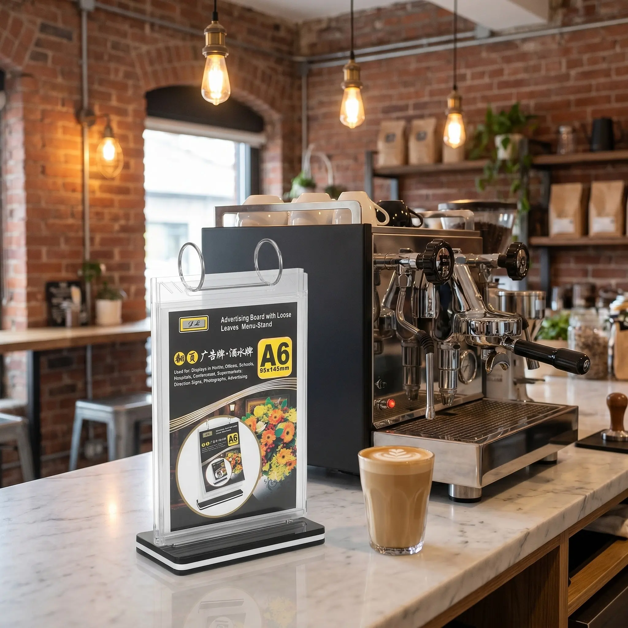 A6 Menu Display Stand PVC Desktop Holder Clear Sign Rack with Stable Base for Restaurants Bars Coffee Shops Catering