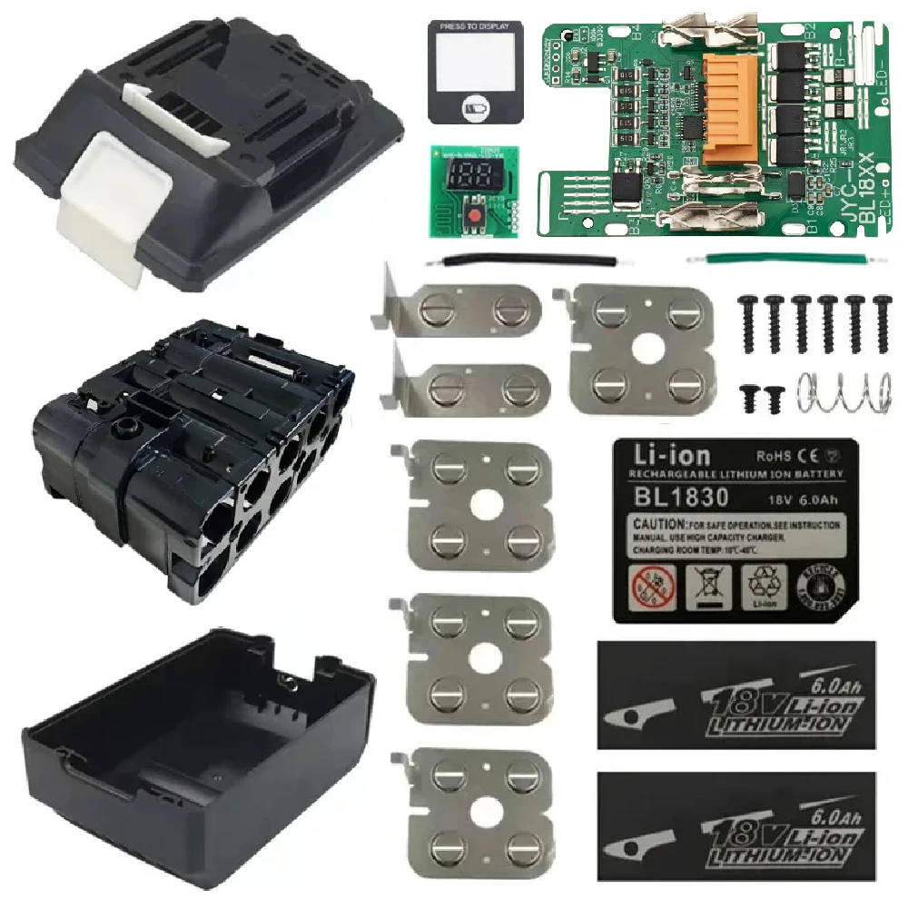 BL1830 Battery Case For Makita 18V DIY 3.0Ah 6.0Ah 1860 1850 Shell Box With BMS PCB Board Charging Protection LED Digital BL1840