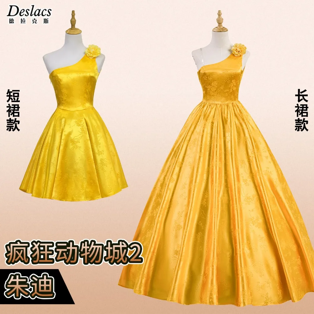 

Potdemiel Disney Judy Cosplay Costume Zootopia 2 Rabbit Yellow Dress Cosplay Outfit for Halloween Carnival Party Stage Show