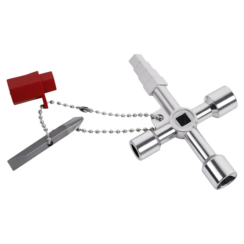 

4in1 Silver Key Wrench Electrical Elevator Control Cabinet Valve Inner Triangle Quadrangle Screwdriver Tool Set