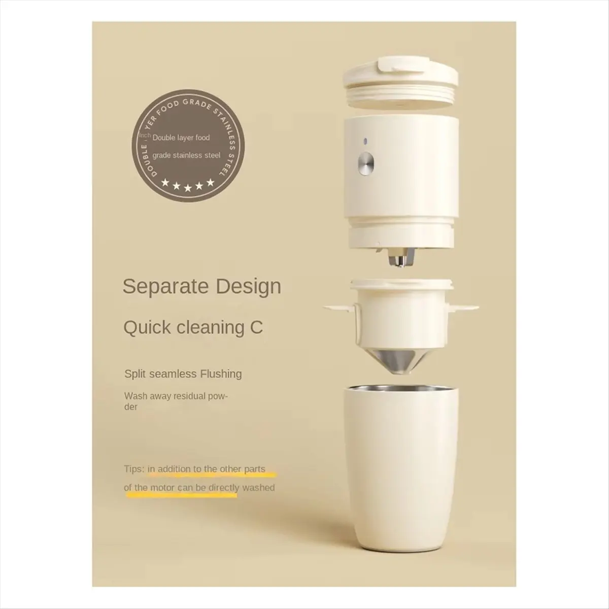 2026 Trend Portable Integrated Coffee Machine - Mini Hand-Brewed Grinder for Americano & Espresso, Ideal for and Travel Use
