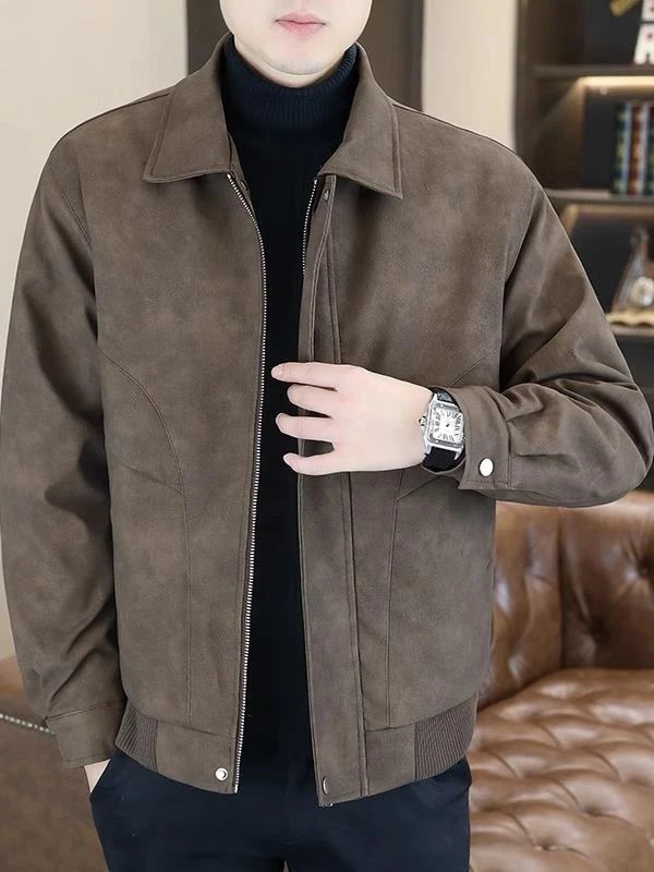 

Men's PU Leather Jaet Retro Collar Motorcycle Sle Outerwear Spring Autumn New Trend Brand Youth Faion Warm Long Sve