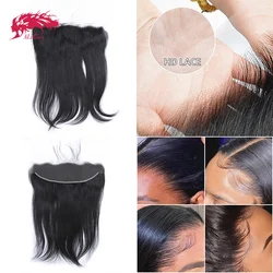 Ali Queen Hair Straight HD Lace Closure Frontal 13x4 13x6 Human Hair 100% Virgin Hair Free Part women Party dress Natural Color