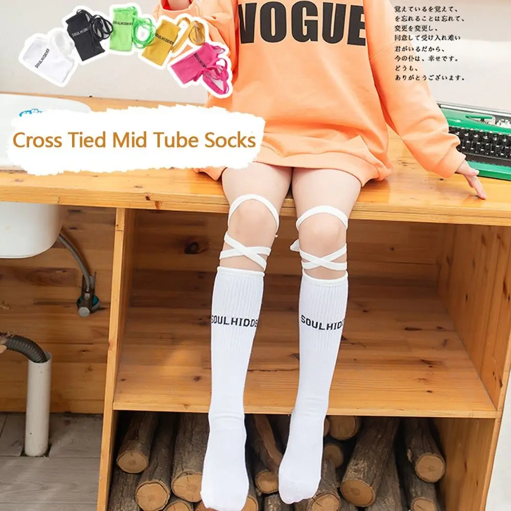 

Fashion Spring Autumn Tide Bind Socks Cotton Breathable Stockings Letter Solid Color Bound Half Tube Sock for Children