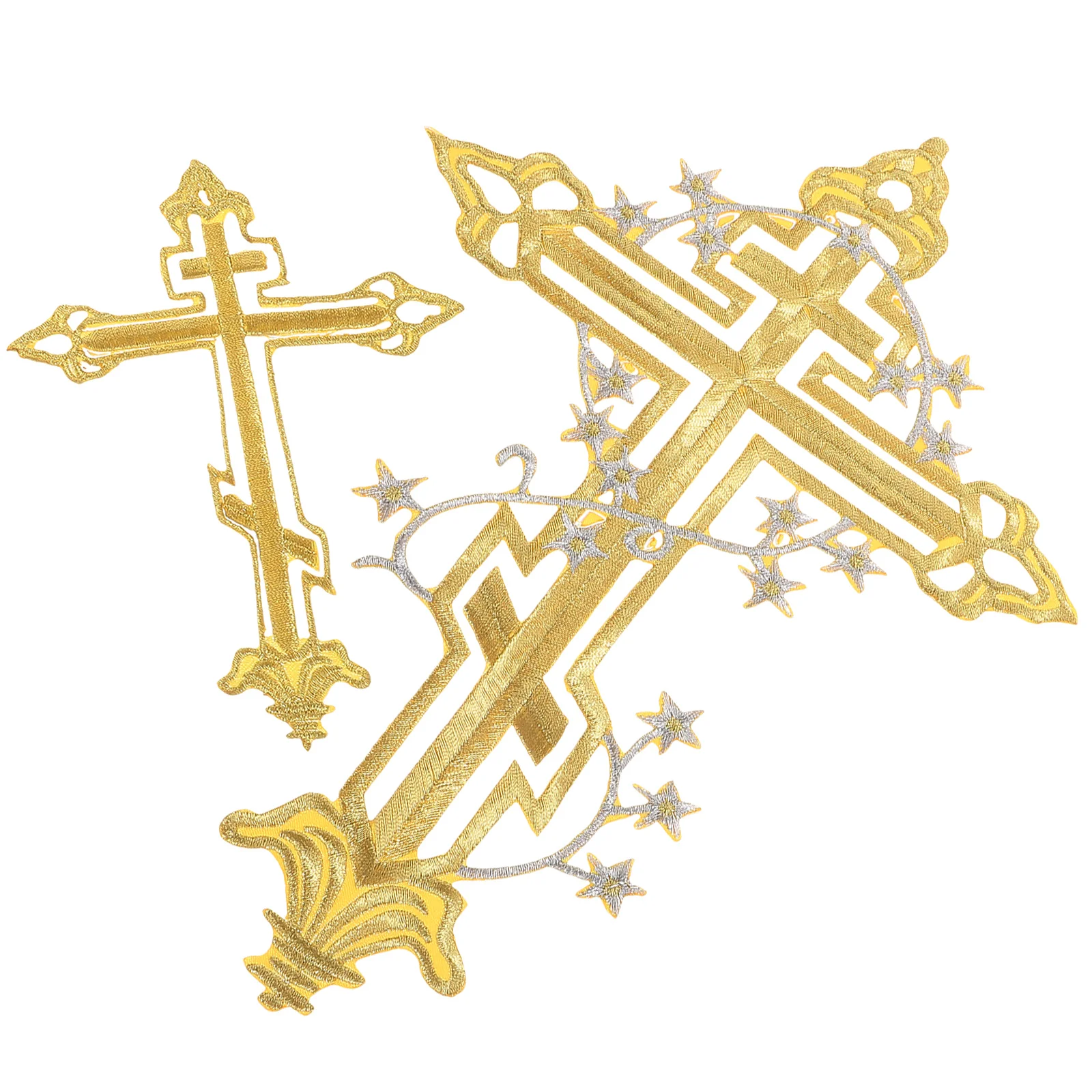 

2 Pcs Golden Embroidered Patch Compact Iron Hat Decorative Wear Resistant Coat Patches DIY Appliques Embellishments