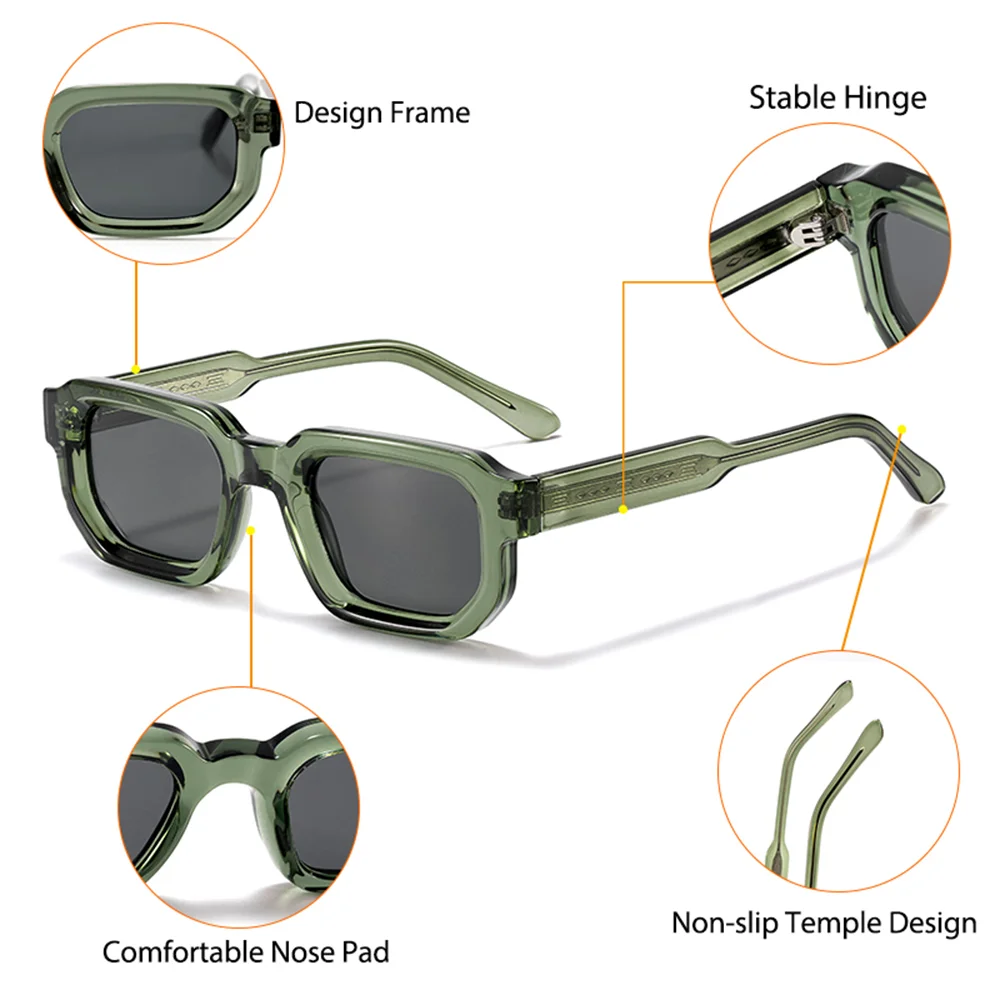 CATERSIDE Neue Herren Outdoor Optische Sonnenbrille Quadratische Gläser Rezept Brillen Damen Business Urlaub Geschenke Gläser UV400 – Detail 4