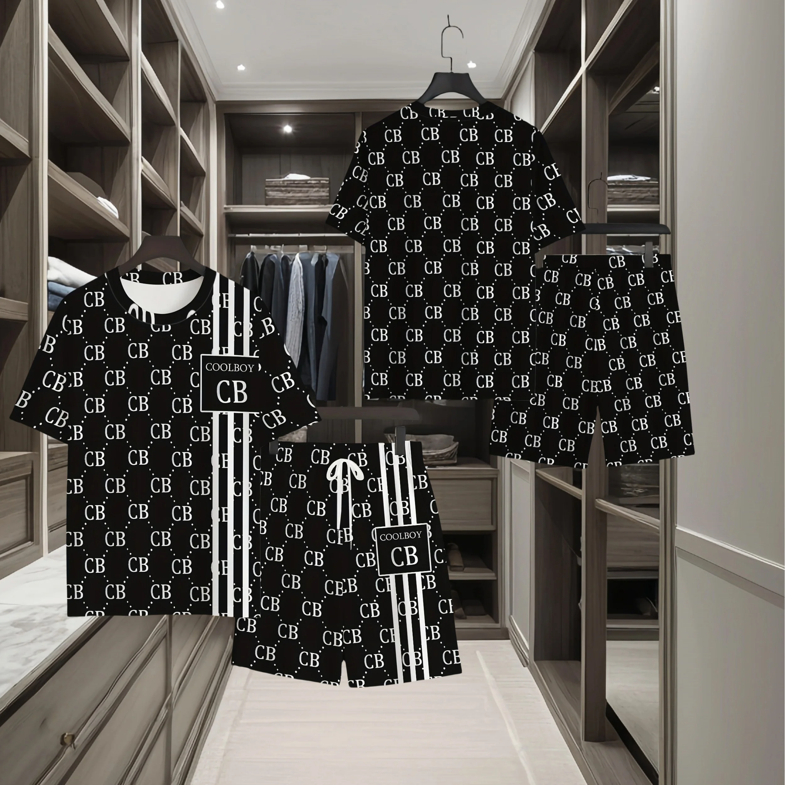 

2025 Latest Hot T-shirt Set 3D Vacation Style Trendy Various Elements Fashionable Street Men's Set Summer Top Shorts Breathable