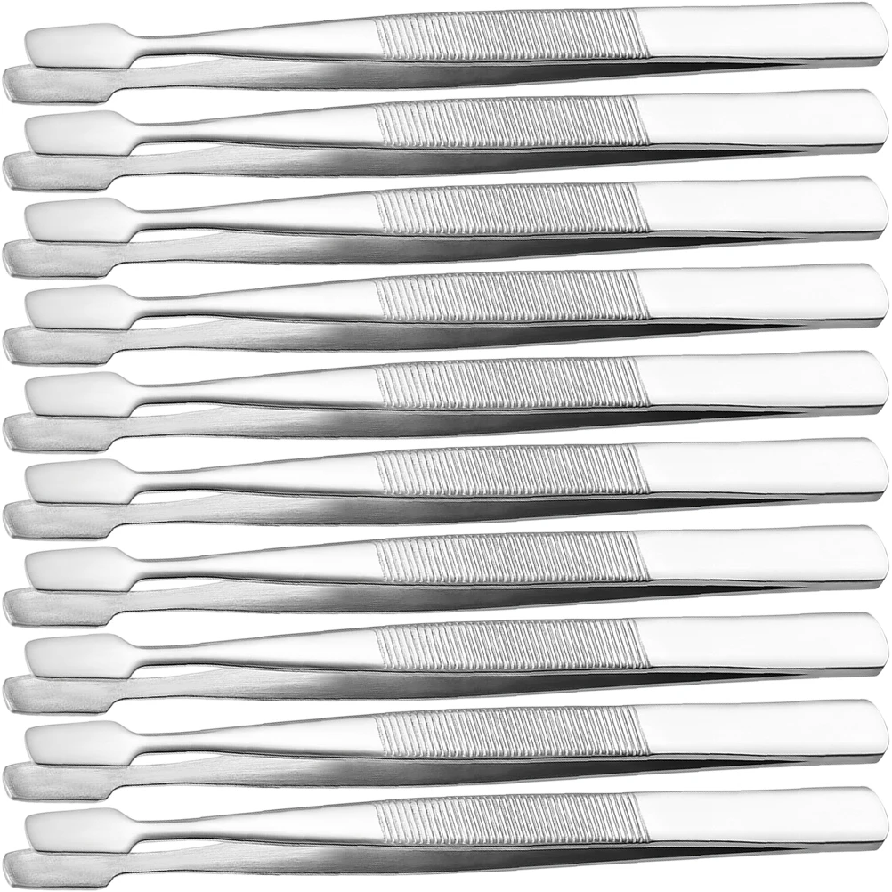 

10pcs False Eyelash Tweezers 430 Stainless Steel Ergonomic Grip for Stamps Craft Jewelry Medical Electronics Collecting Long