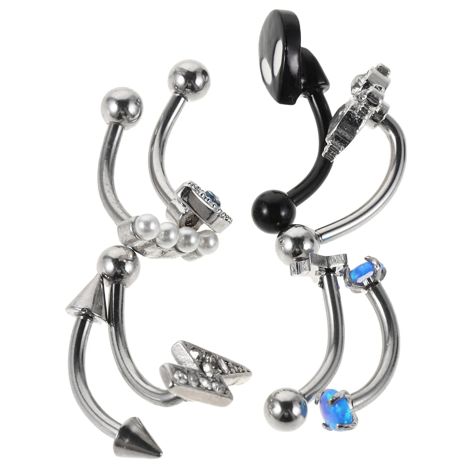 

8pcs Eyebrow Piercing Jewelry For Women Stainless Steel Hypoallergenic Retro Brow Studs Face Piercing Jewelry Set