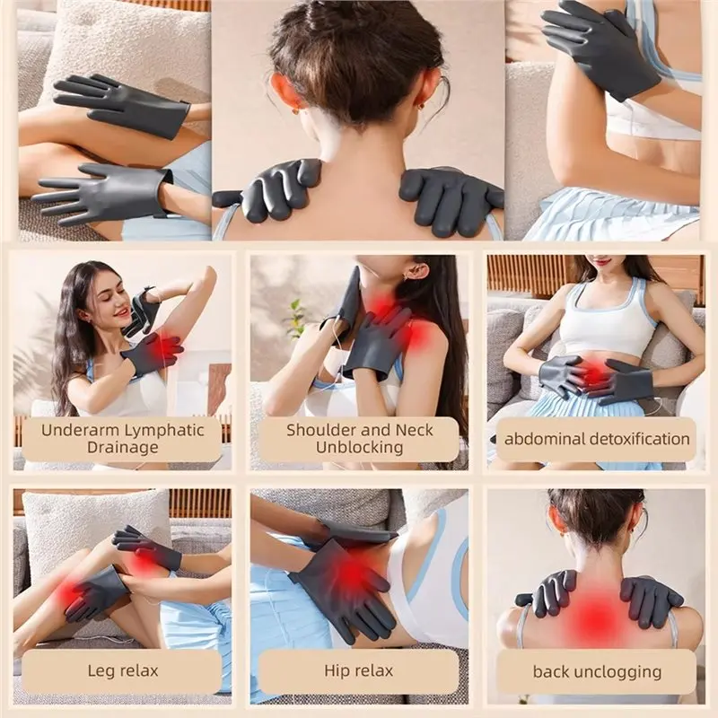 A27U Upgraded Electric Pulse Massage Gloves EMS TENS Nerve Muscle Stimulator Body Massager With Remote Controller For Neck Back