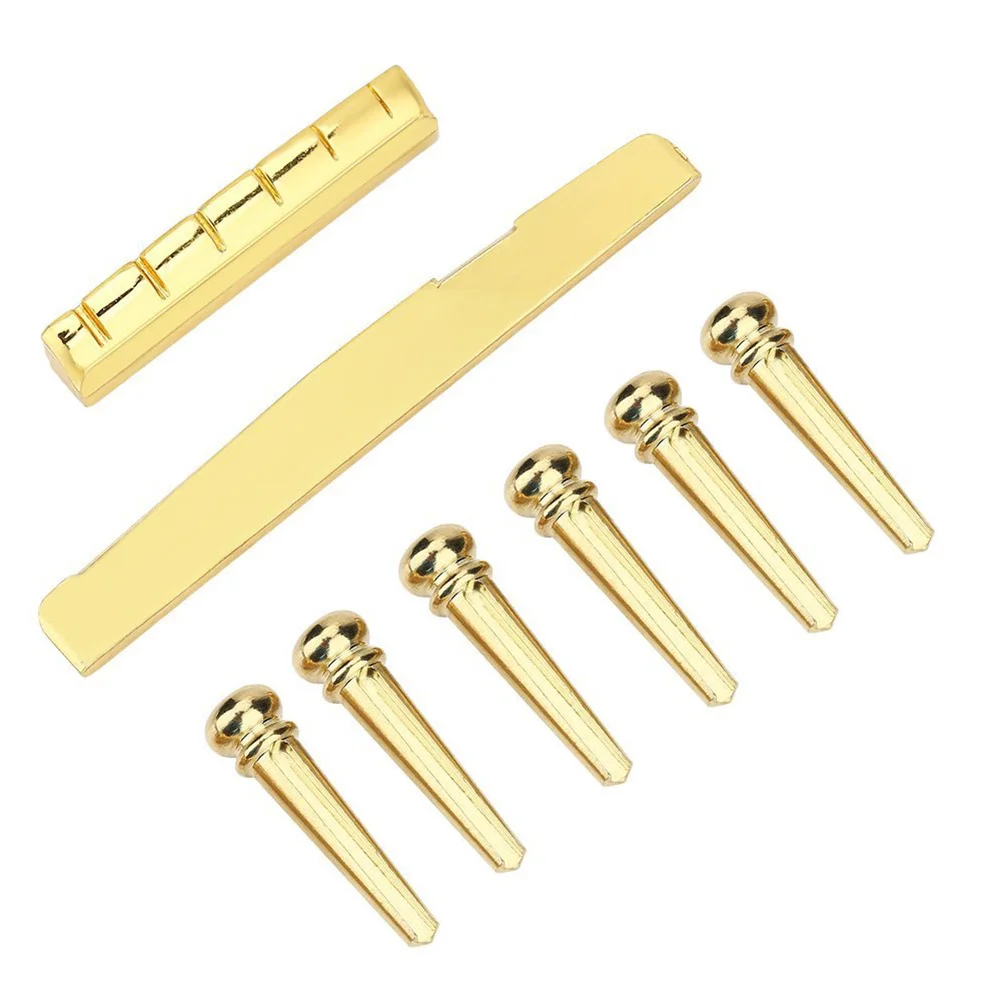 

6Pcs Brass Bridge Saddle Nut for Acoustic 6 String Folk Guitar Replacement Clear Rich Stable Sound Guitar Parts